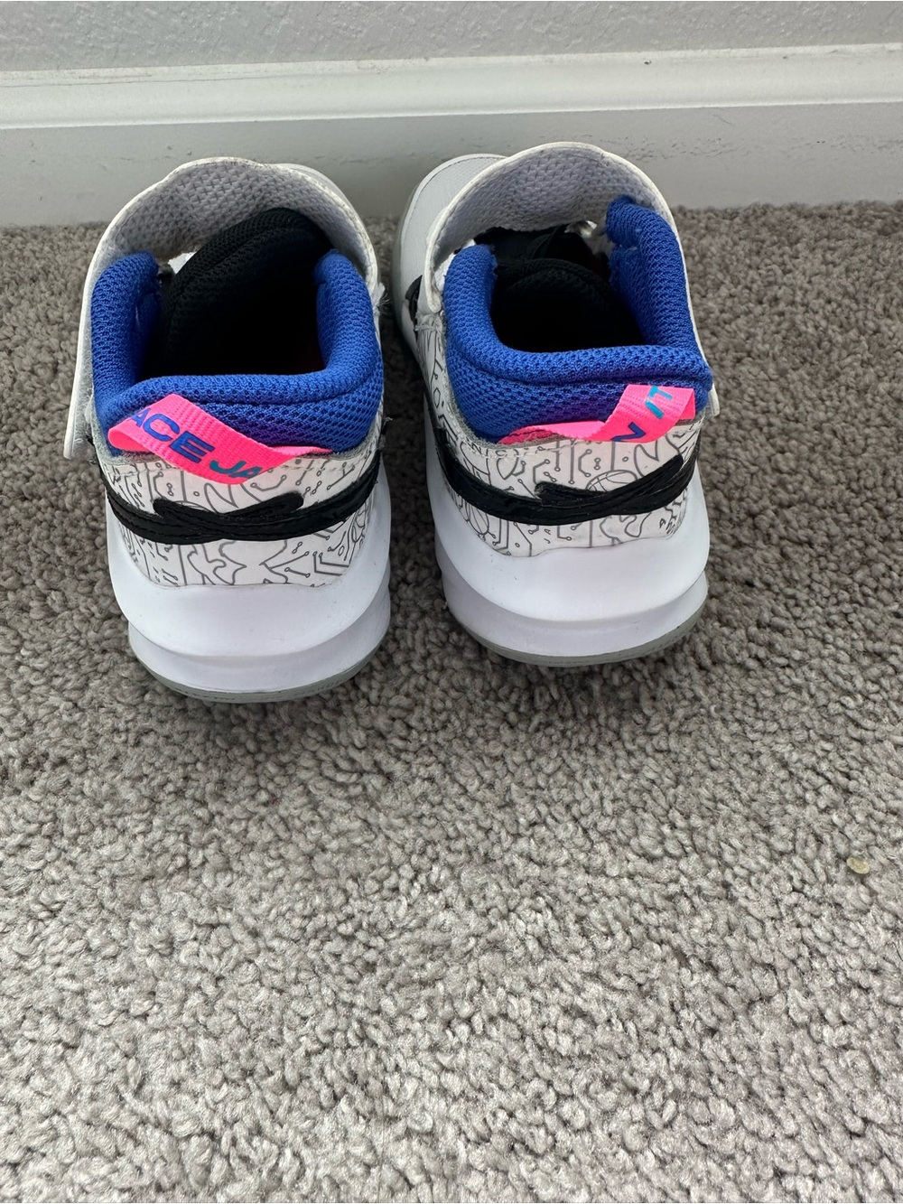 Nike Kids White Sneakers with Blue and Pink Accents - Picture 3 of 5